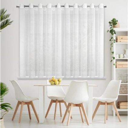 Biela záclona so štruktúrou drobného dažda na krúžkoch REBECCA 400x150 cm