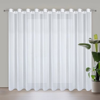 Biela šifónová záclona s jemným leskom na krúžkoch ARLETA 350x270 cm