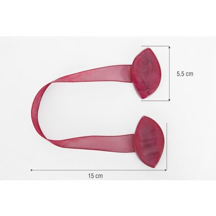 Magnetická spona na závesy M17 bordová - ovál