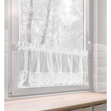 Biela vianočná vitrážová záclona s hviezdičkami na tuneli XMAS 150x30 cm