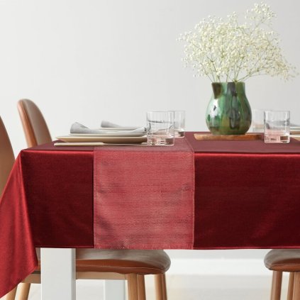 Bordový vianočný obrus GLAMO set 140x220 cm + 33x220 cm