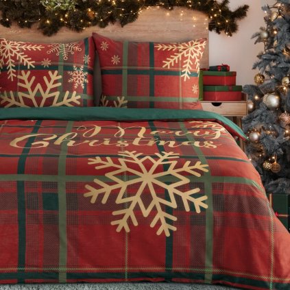 Vianočné bavlnené posteľné obliečky ESTRELLA 220x200 cm, 2x70x80 cm