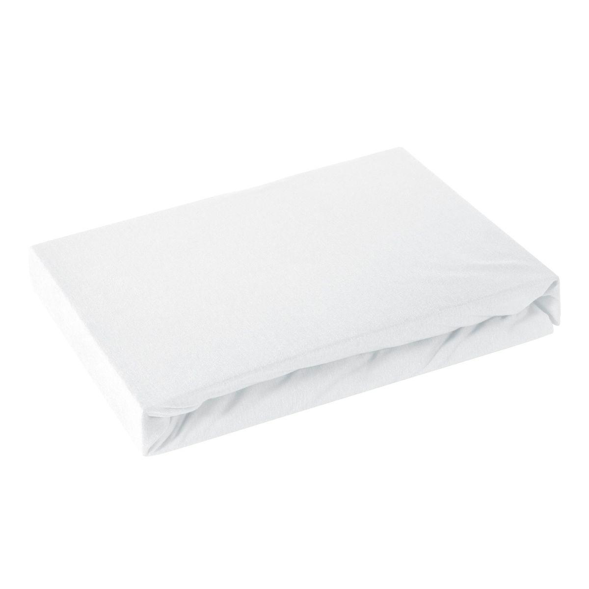 Fotografia produktu: Biela bavlnená jersey posteľná plachta 90x200+25 cm