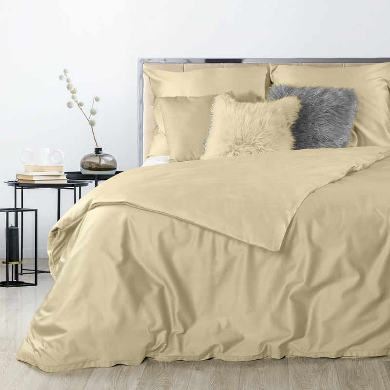 Béžové posteľné obliečky NOVA3 z vysoko kvalitného bavlneného saténu 140x200 cm, 70x80 cm