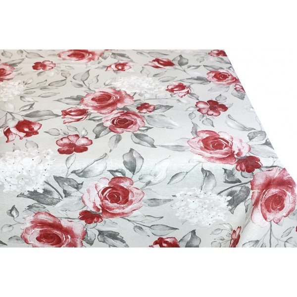 Béžový bavlnený obrus na stôl MONDY so vzorom ruže 90x90 cm