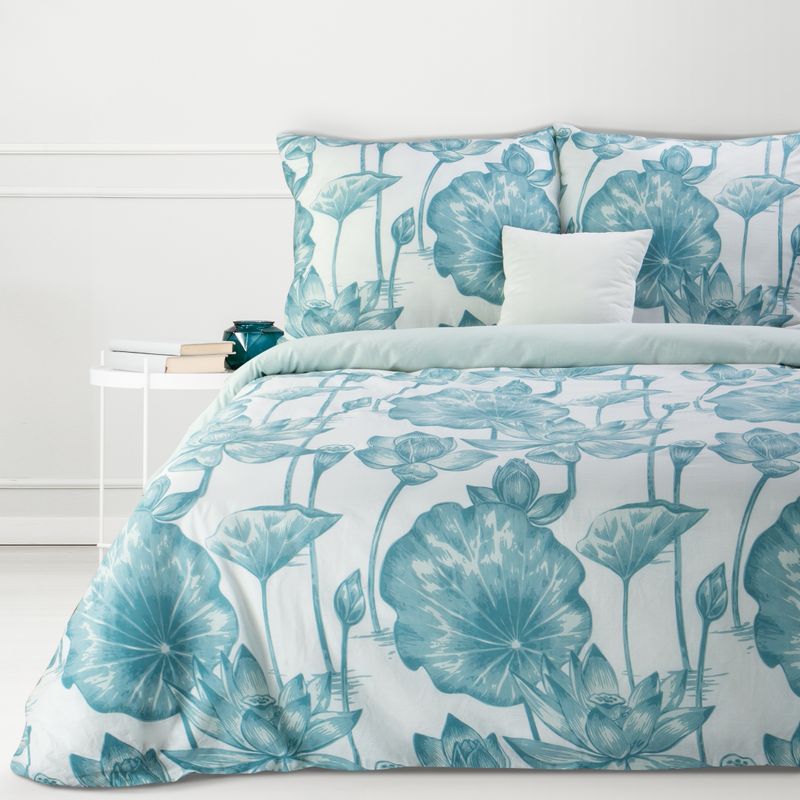 Biele posteľné obliečky SONIA13 s kvetinovým vzorom 220x200 cm, 70x80 cm/x2
