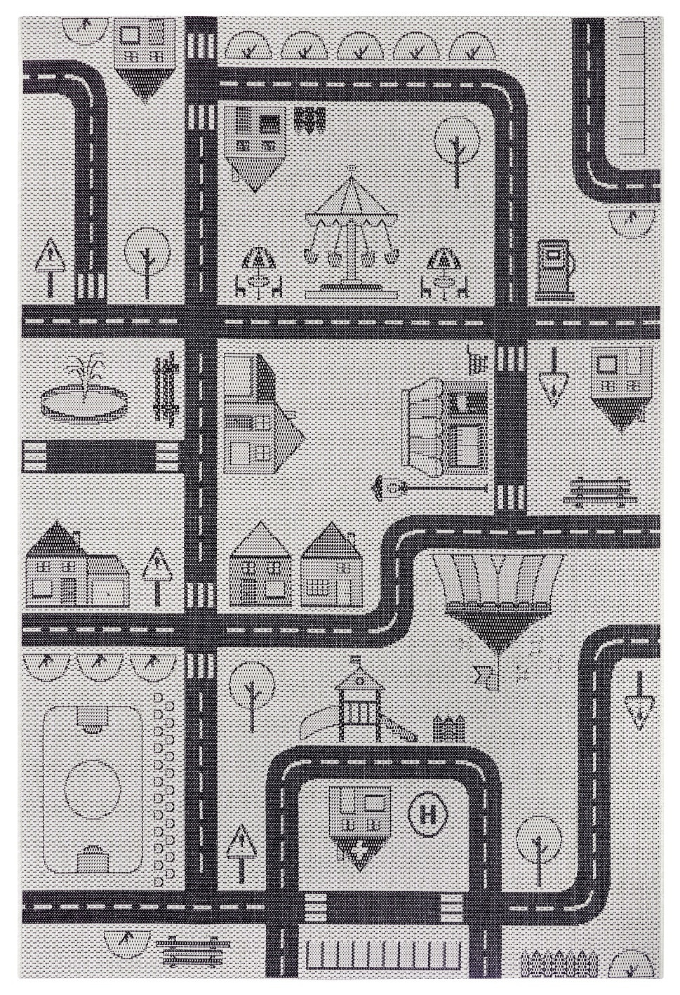 Detský kusový koberec Flatweave Kids rugs 104875 Cream / Black Rozmery koberca: 120x170
