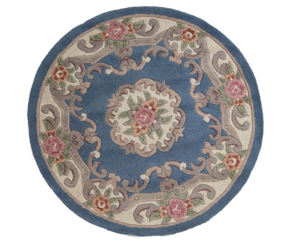 Ručne všívaný kusový koberec Lotus premium Blue kruh Rozmery koberca: 120x120 kruh