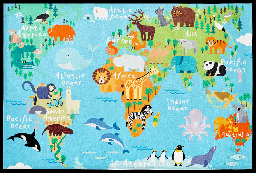 Detský kusový koberec Torino kids 233 WORLD MAP Rozmery koberca: 80x120