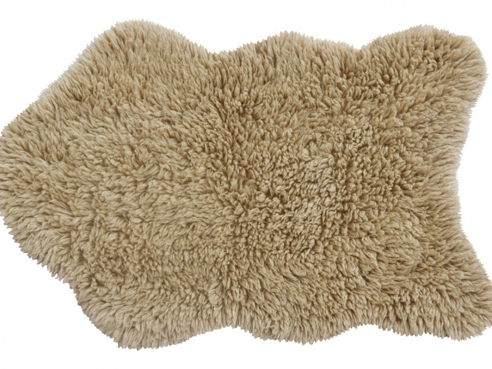 Vlnený koberec Woolly - Sheep Beige Rozmery koberca: 75x110 tvar kožešiny