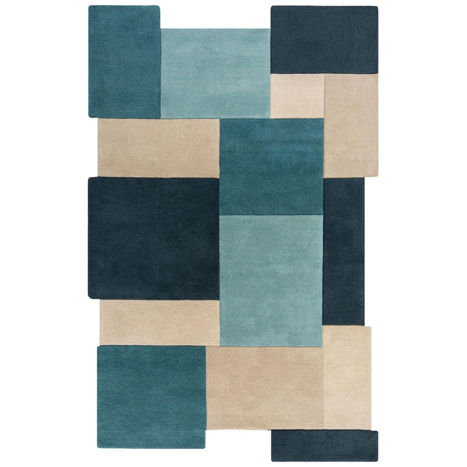 Fotografia produktu: Ručne všívaný kusový koberec Abstract Collage Teal Rozmery kobercov: 200x290