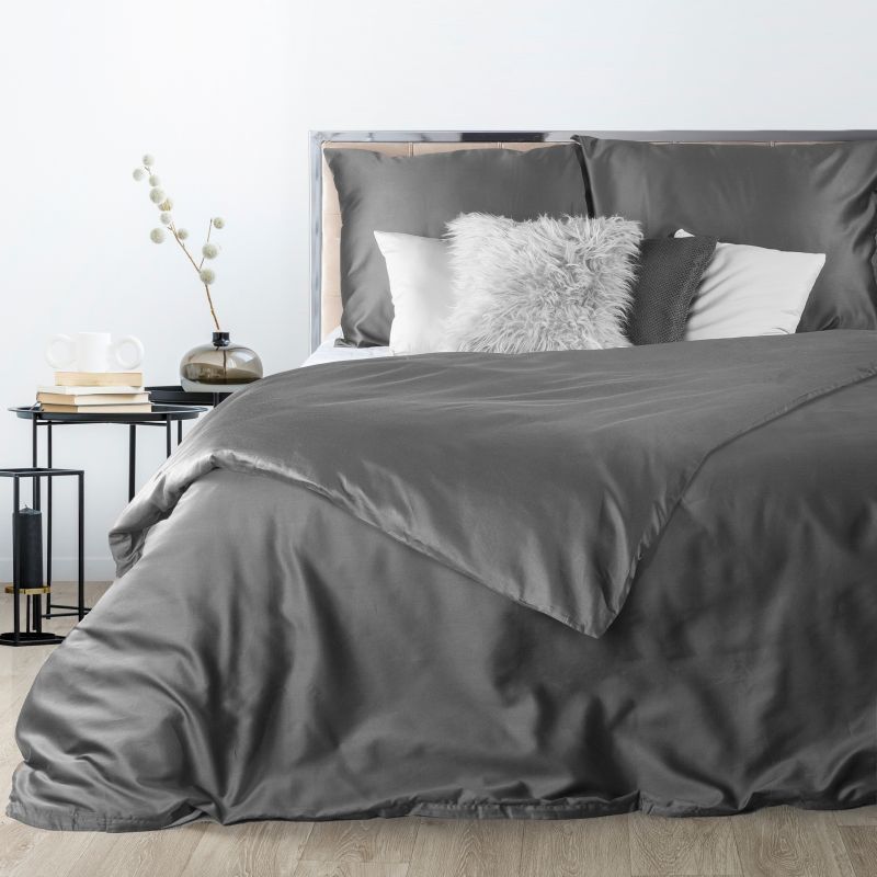Oceľovosivé posteľné obliečky NOVA z bavlneného saténu 140x200 cm, 70x90 cm