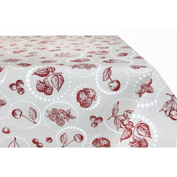 Bavlnený obrus na stôl MONDY so vzormi čerešní a malín 90x90 cm