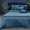 Námornicky modrý zamatový prehoz na posteľ CYPRIAN 220 x 240 cm