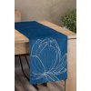 73062 modry zamatovy behun na stol blink12 s kvetinovym vzorom 35x140 cm