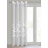 Biela etamínová záclona s motívom bielych listov na krúžkoch ESTELLA 140x250 cm