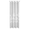 Biela etamínová záclona s motívom bielych listov na krúžkoch ESTELLA 140x250 cm