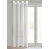 Biela etamínová záclona s motívom sivých listov na krúžkoch ESTELLA 140x250 cm