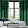 Tmavozelený zamatový záves s volánmi na krúžkoch AURA 140x250 cm