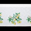 Biela vitrážová záclona zdobená potlačou citrónov na tuneli CLOE 150x60 cm