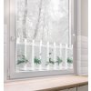 Biela vitrážová záclona s potlačou vianočných vetvičiek na uškách XMAS 150x30 cm