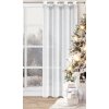 Biela vianočná etamínová záclona so striebornými hviezdičkami na krúžkoch XMAS 140x250 cm