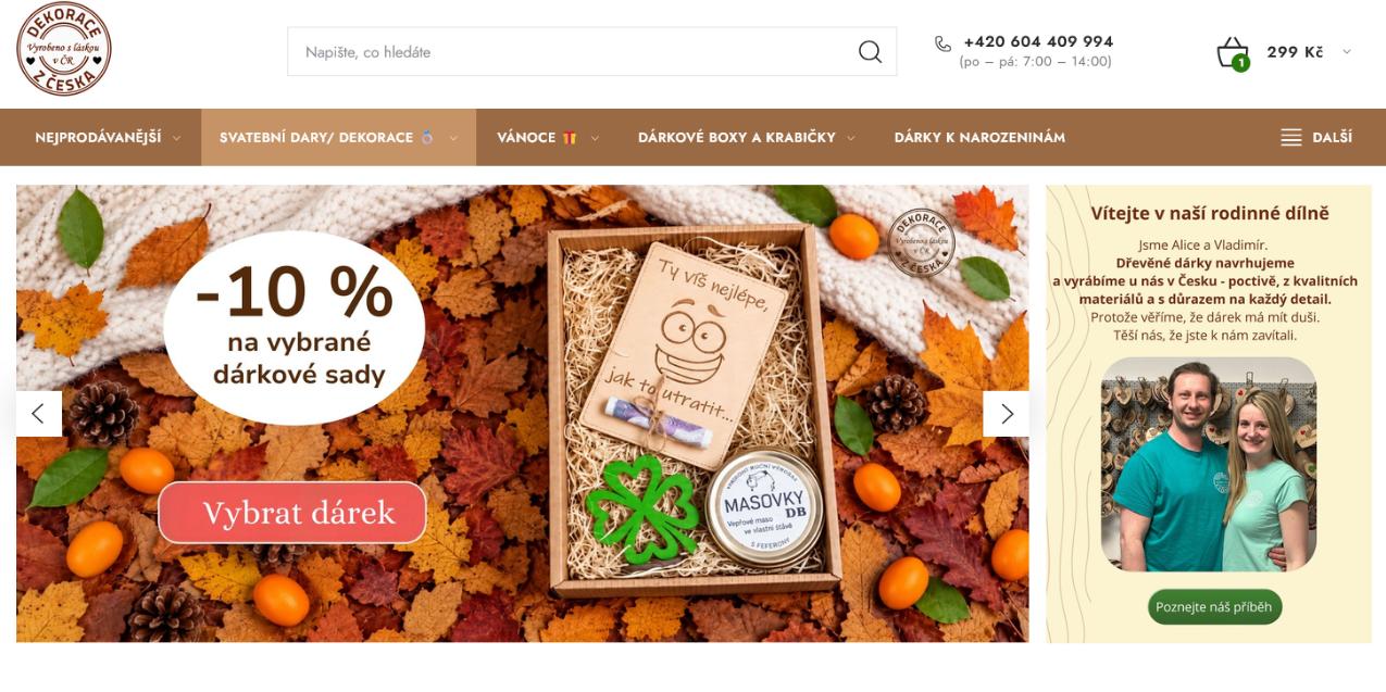 Ukázka e-shopu dekoracezceska.cz převedeného z Eshop-rychle na Shoptet