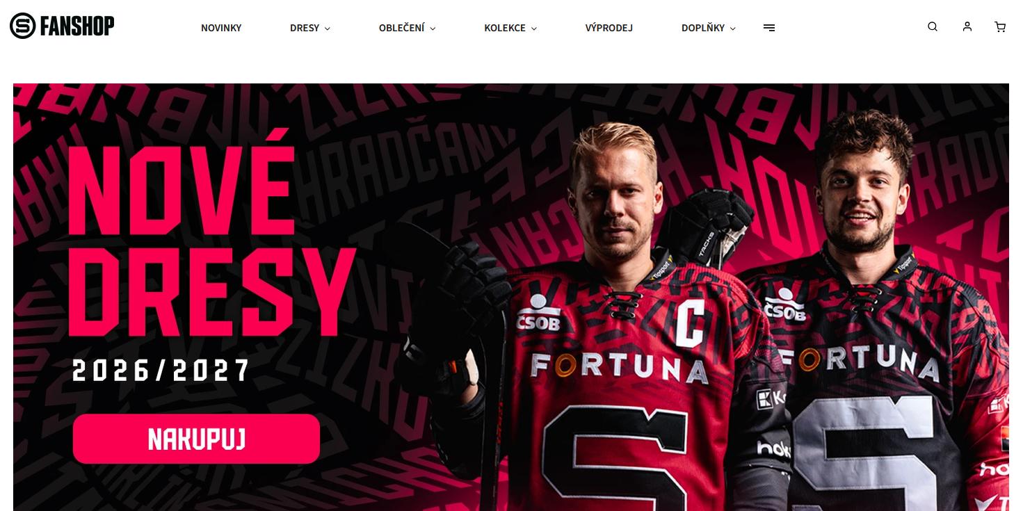 Ukázka e-shopu fanshop.hcsparta.cz převedeného z custom řešení na Shoptet