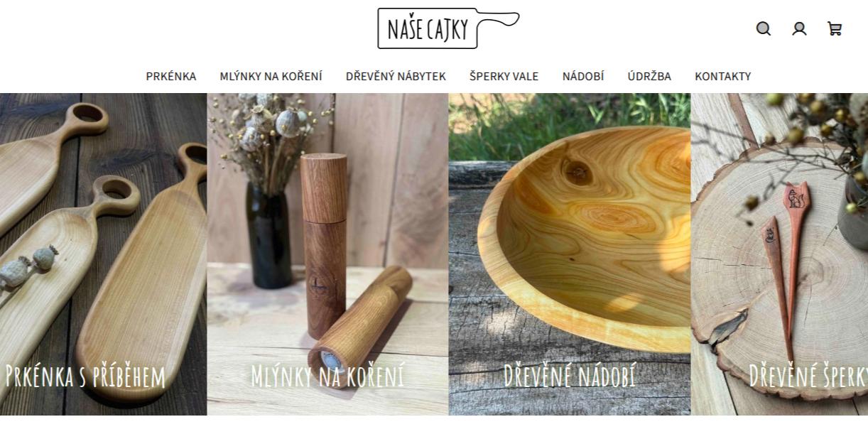 Ukázka e-shopu nasecajky.cz převedeného z Wix na Shoptet