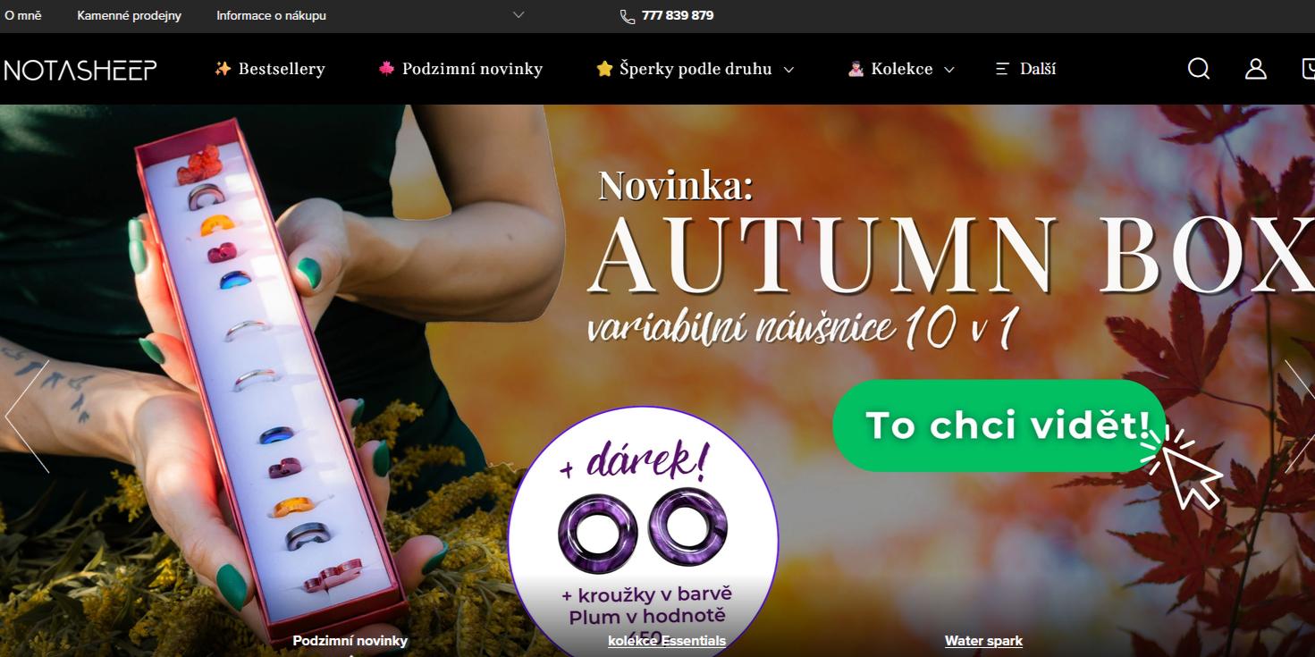 Ukázka e-shopu notasheep.cz převedeného z Eshop-rychle na Shoptet