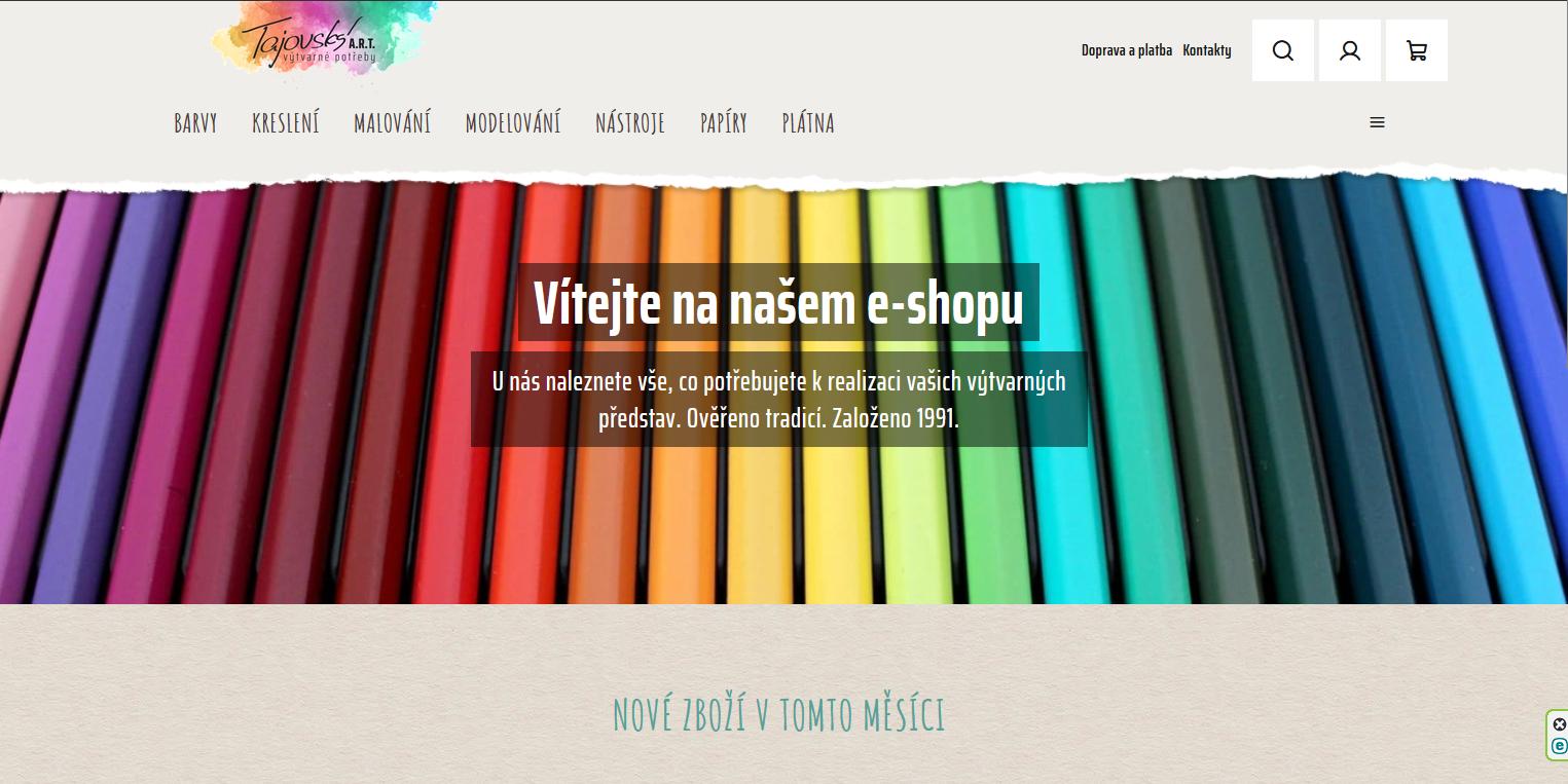 Ukázka e-shopu vytvarnepotreby.cz převedeného z WooCommerce na Shoptet