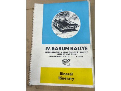 Originální itinerář Barum Rallye z roku 1974