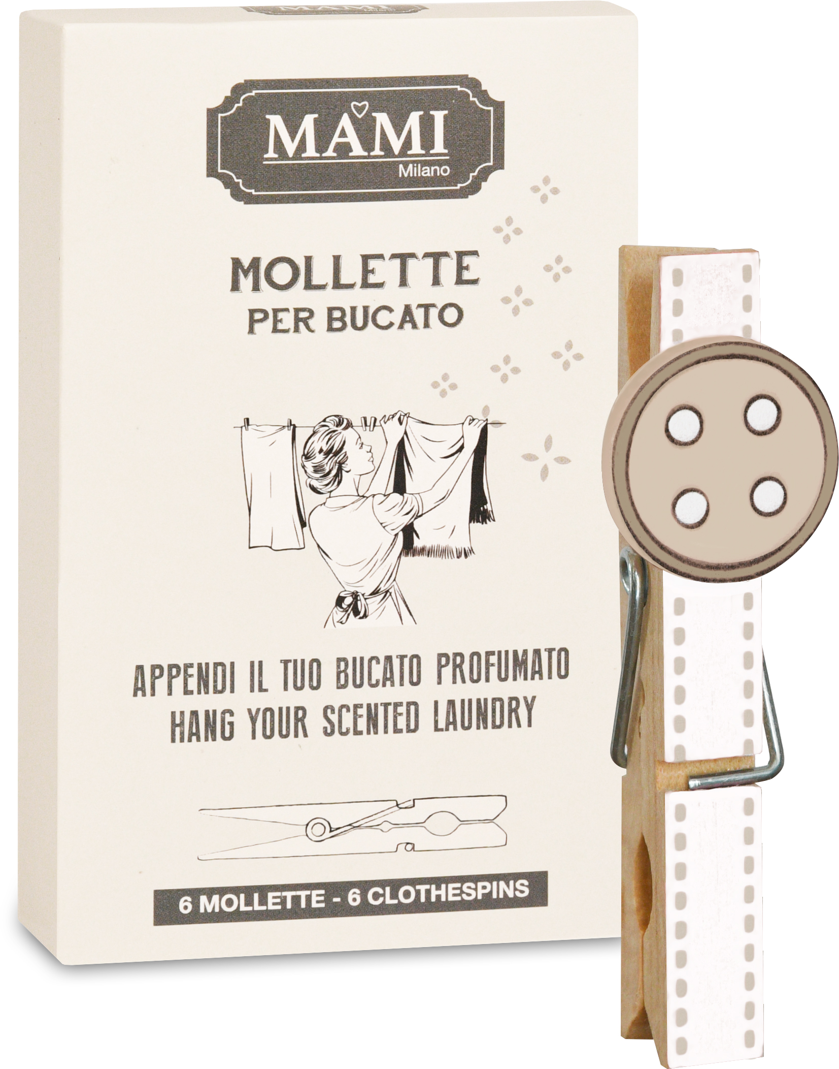 MAMI MILANO Štipec na prádlo - 6ks set