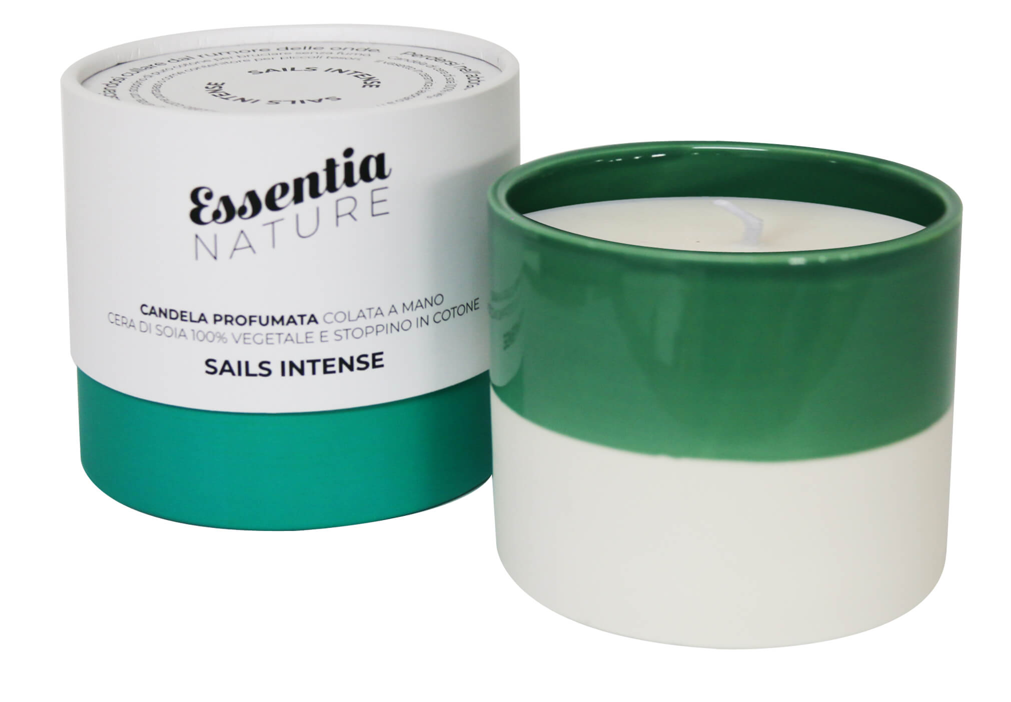 Essentia Keramická sviečka s intenzívnou vôňou Sails - ZELENO/BIELA 100g Veľkosť: 285g