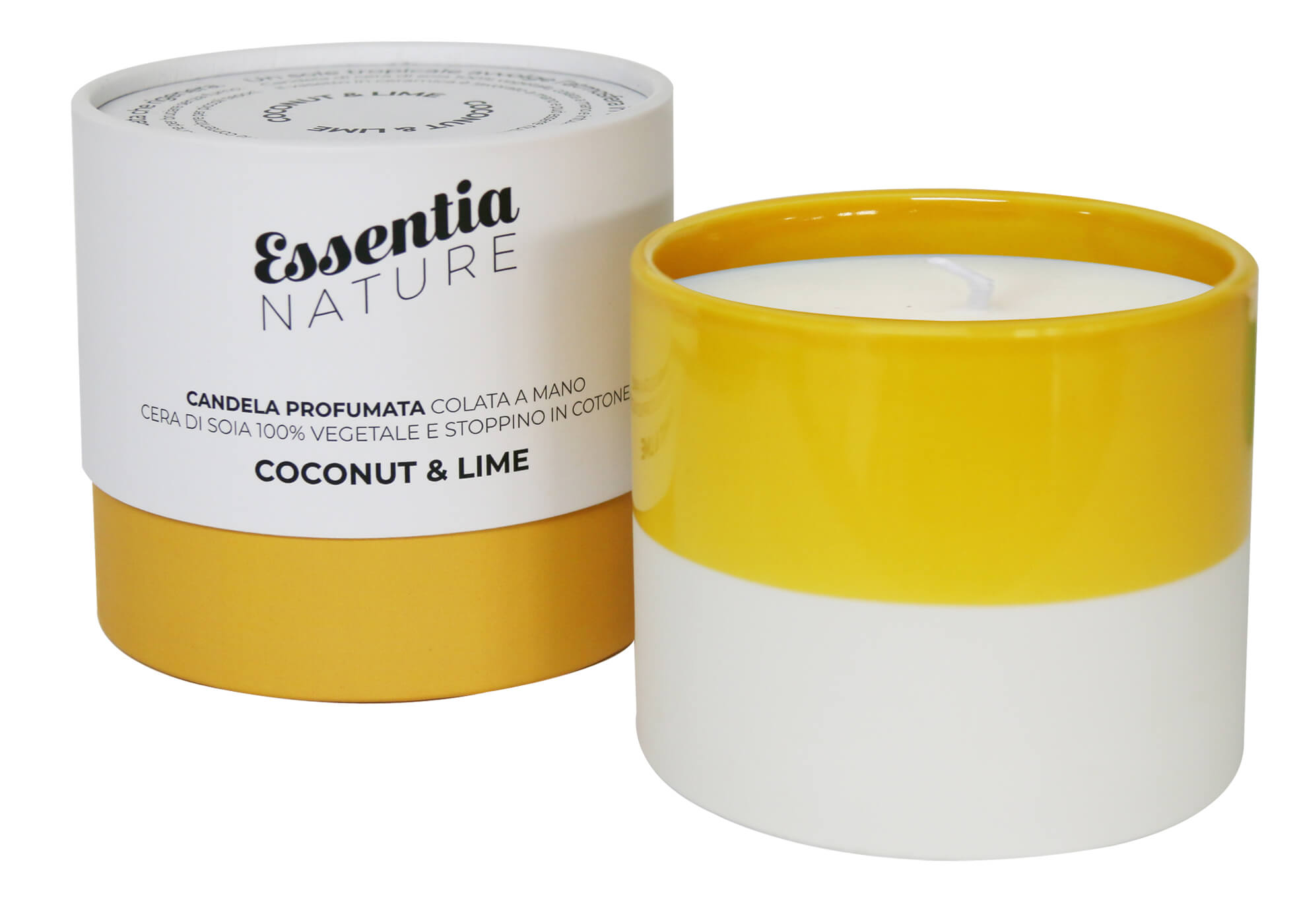 Essentia Keramická sviečka s vôňou kokosu a limetky - ŽLTÁ/BIELA 100g Veľkosť: 100g