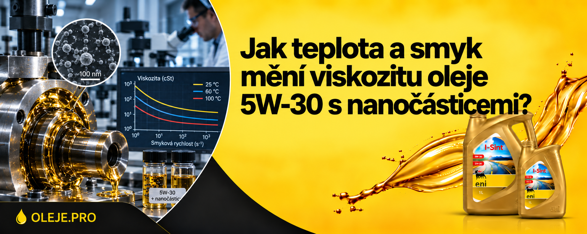 Jak teplota a smyk mění viskozitu oleje 5W-30 s nanočásticemi?