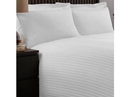 SATEEN 150/100 BÍLÁ, 4mm hotelový pruh 145cm (množství od od 4 metrů na míru (SLEVA 14% pří odvíjení nad 15m))