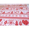 DOMESTINO 120/ 21942-2 Vánoční ozdoby/vločky  červené na bílé - 160cm / METRÁŽ NA MÍRU