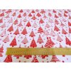 DOMESTINO 120/ 22042-1 Vánoční stromky červené na bílé - 160cm /ZBYTKOVÁ  METRÁŽ