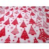 DOMESTINO 120/ 22042-1 Vánoční stromky červené na bílé - 160cm /ZBYTKOVÁ  METRÁŽ
