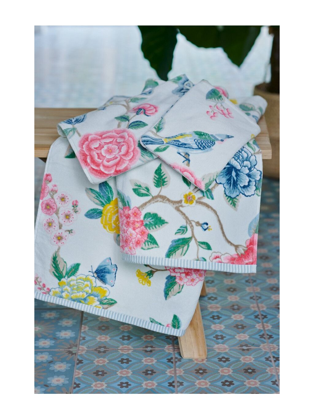 bath textile good evening white flowers pip studio