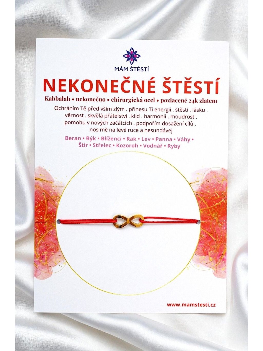 NEKONEČNÉ-ŠTĚSTÍ-Mám-štěstí-cz-8594198294928-červena-Chirurgická-ocel-pozlacené-24k-zlatem-štěstí-jak-mít-štěstí-znamení-horoskopu-Beran-Blíženci-Rak-Lev-Panna-Štír-Střelec-Kozoroh-Vodnář-Ryby-horoskop-náramky-z-minerálů-polodrahokamy-dárek-nevěsta-svatba-minerální-náramky-podla-znamení-léčivé-kameny-láska-ručně-vyráběné-český-výrobek-energie-zdravý-životní-styl-dárek-pro-učitelku-kamarádku-babičku-maminku-k-narozeninám-výročí-vánoční-dárek-boho-styl-stříbrná-amulet-pro-štěstí-talisman-peníze-zdraví-krása-fashion-módní náramky-korálky-zvěrokruhy-partnerský-horoskop-horoskopy-andělíček-štěstí