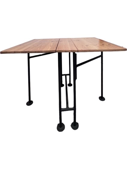 Industriální skládací stolek – masivní borovice & kov