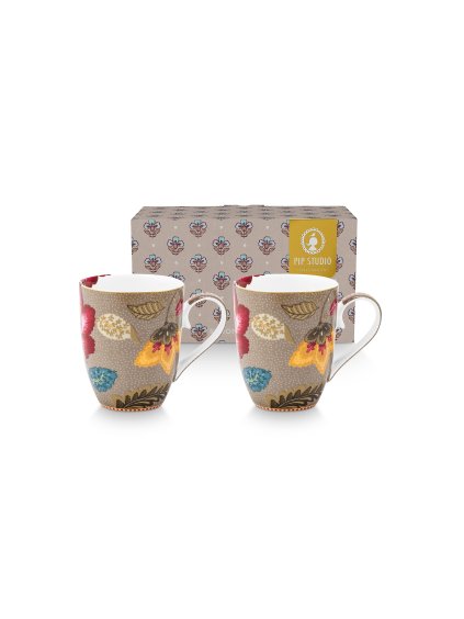 Hrnek velký Blooming Tales Fantasy khaki 365ml sada 2ks