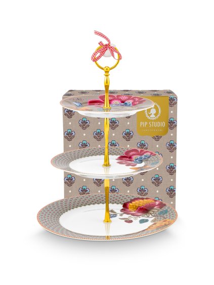 Etažér 3-úrovňový Blooming Tales Fantasy khaki 17-21-26.5cm