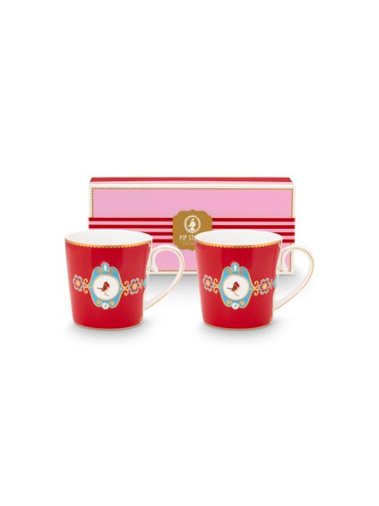 Hrnek Love Birds Medallion červená 300ml sada 2ks