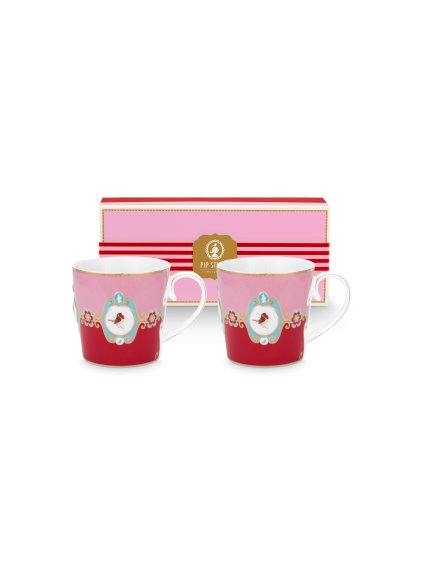 Hrnek Love Birds Medallion červená-růžová 300ml sada 2ks