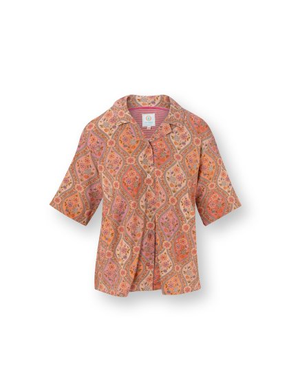 Flora  top Ornamento  na knoflíky krátký rukáv písková