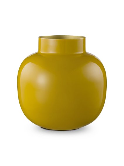 1699 1 vaza metal round yellow 25cm