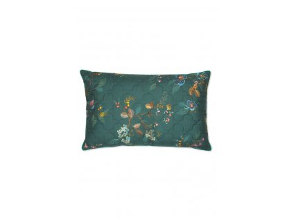 kawai flower quilted cushion dark green 10 topshot lr web